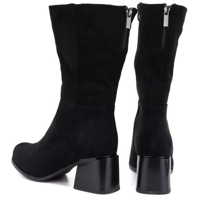 10. Women's short high-heeled boots in black suede Jezzi ASA269-7