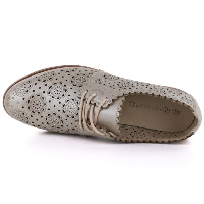 3. Women's openwork oxford shoes, gold, Potocki 12778