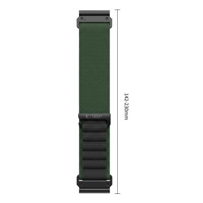 3. Tech-Protect Nylon Pro Strap for Garmin Fenix 5X / 5X Plus / 6X / 6X Pro / 7X / 8 / 8 Pro / 9 / 9 Pro (51 mm) – Black-Green