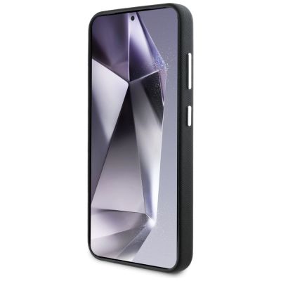 5. Karl Lagerfeld Saffiano Full Wrapped Elongated Metal Logo MagSafe Case for Samsung Galaxy S25 - Black