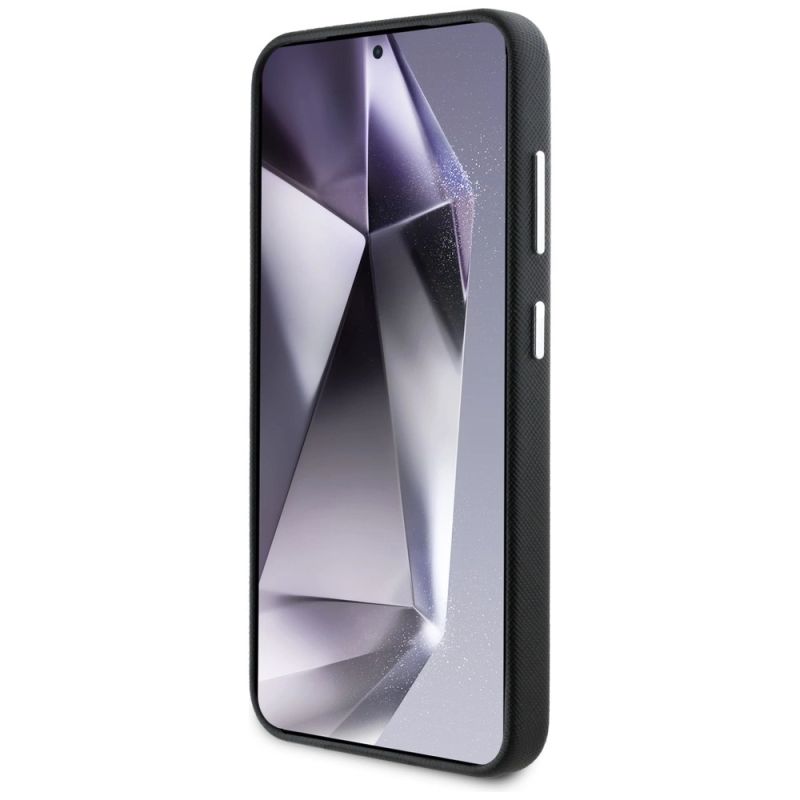 5. Karl Lagerfeld Saffiano Full Wrapped Elongated Metal Logo MagSafe Case for Samsung Galaxy S25 - Black