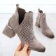 2. Women's suede ankle boots with openwork heels, gray, Potocki SZ12356
