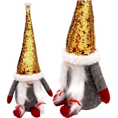 17. DECORATIVE gnome with magic sequins 35cm gray