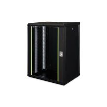 Digitus Unique 19" 16U wall-mounted network cabinet 600x450, glass door, black, undivided, assembled, 100kg