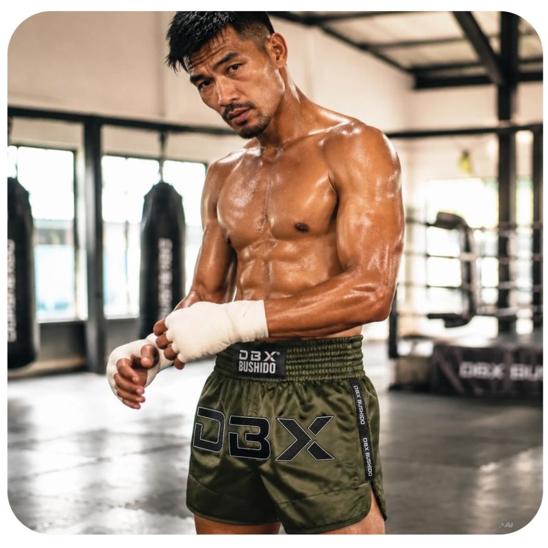 6. Men’s ARMY GREEN V1 COMBATWEAR Muay Thai Shorts | DBX Bushido