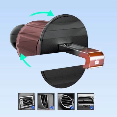 8. Dudao F2+ smartphone holder for air vent, clamp - black