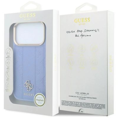7. Guess Stripe Peony 4G Logo MagSafe Case for iPhone 18 Pro / 17 Pro - Light Blue