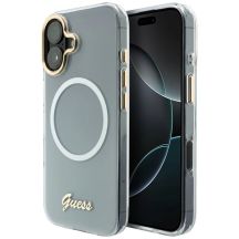 Guess IML Gradient Script Metal MagSafe Case for iPhone 17 - White