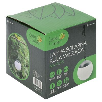 31. SOLAR LAMP PLASTIC BALL HANGING WITH CLIP 10X30CM