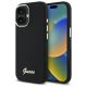 Guess Silicone Script Metal Logo & Frame Case for iPhone 16 Plus - Black