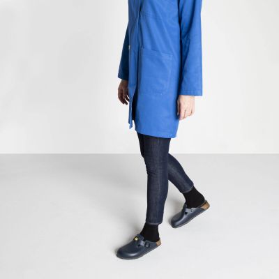 4. Birkenstock Boston ESD Blue women's clogs, natural leather, narrow slippers (0061388)