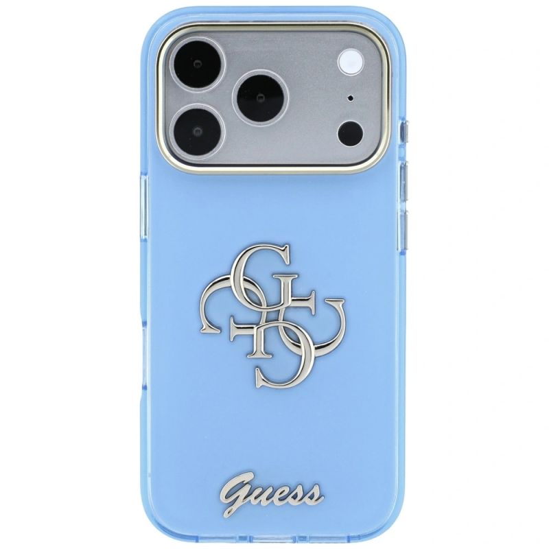 3. Guess IML 4G Script Metal Case for iPhone 17 Pro / 18 Pro - Light Blue