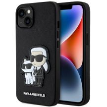 Karl Lagerfeld Saffiano Karl & Choupette Case for iPhone 13 / 14 / 15 - Black