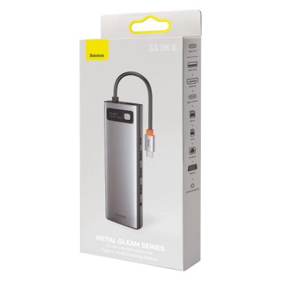 5. Baseus Metal Gleam 11in1 multifunctional USB Type C HUB - 3x USB 3.2 Gen 1 5Gbps / USB Type C PD 100W / 3.5 mm mini jack AUX / VGA Full HD 60Hz / 2x HDMI 4K 30Hz / TF and SD card reader / RJ45 1Gbps gray (CAHUB-CT0G)