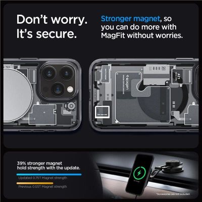 2. Spigen Ultra Hybrid Mag Case with MagSafe for iPhone 15 Pro - Dark Gray (Zero One Pattern)
