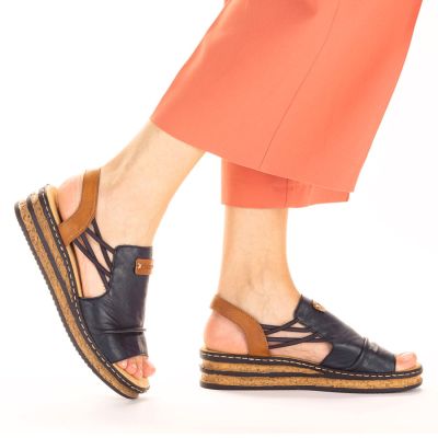 6. Comfortable women's wedge sandals, blue Rieker 62962-14