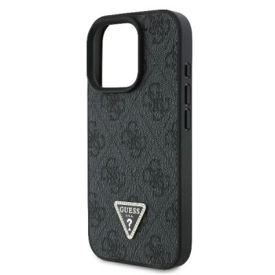 6. Guess Leather 4G Triangle Strass MagSafe Case for iPhone 16 Pro Max - Black
