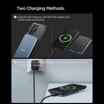 8. Spigen EA2205MQ Essential MagSafe 5000MAH 22.5W QI2 Power Bank - Navy Blue