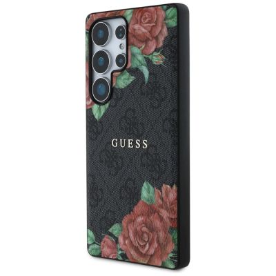 2. Guess Leather 4G Flowers Print Metal Classic Logo MagSafe Case for Samsung Galaxy S25 Ultra - Black
