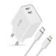 2. Tech-Protect C35W 2x USB-C PD 35W Wall Charger with USB-C / Lightning Cable - White