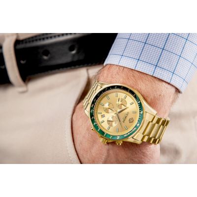 3. Men's Watch Giewont Chronograph Sapphire Gold Green GW3520-B6