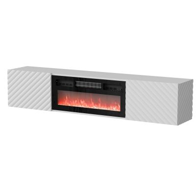 LARA TV cabinet 183x35x37 white matt + black fireplace