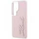 6. Karl Lagerfeld Grained Signature Metal Resin Logo Case for Samsung Galaxy S26 Ultra - Pink