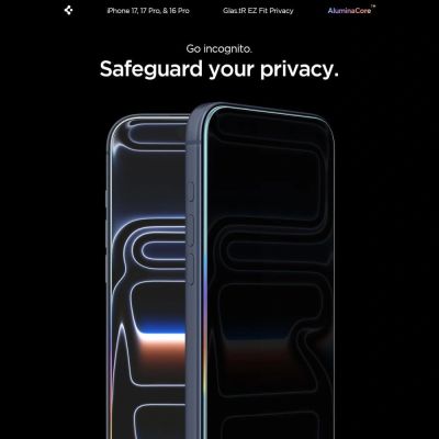15. Spigen Glas.tR EZ Fit Privacy Tempered Glass for iPhone 16 Pro / 17 / 17 Pro - 2 pcs.