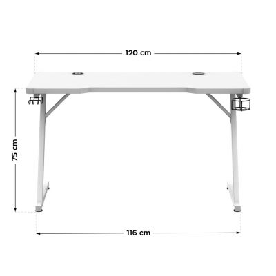 6. Huzaro Hero 2.5 White RGB Gaming Desk