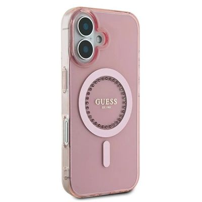 4. Guess IML Rhinestones MagSafe iPhone 16 Plus Case - Pink