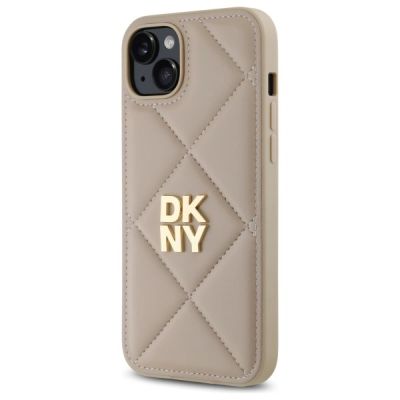 2. DKNY Quilted Stack Logo iPhone 15 Plus Case - Beige