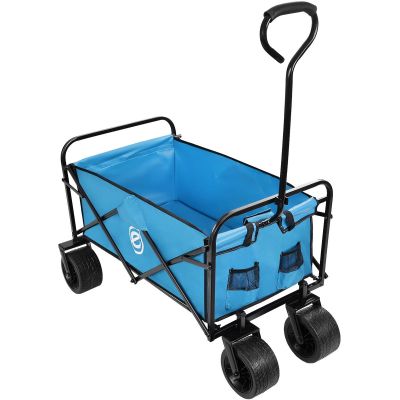 16. DELUXE FOLDABLE TRAVEL AND BEACH STROLLER 66x48x90CM WITH HANDLE, BLUE