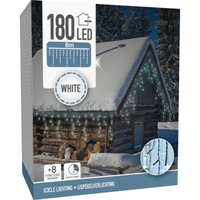 9. CHRISTMAS TREE LIGHTS OUTDOOR LIGHT CURTAIN 180 LED CONTROLLER TIMER COLD WHITE GREEN CABLE