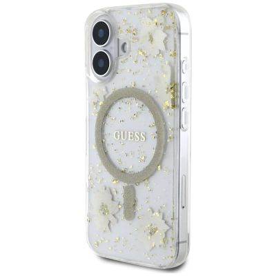 2. Guess Resin Flowers Glitter MagSafe iPhone 16 Case - Beige