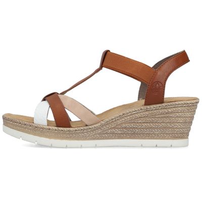 3. Rieker 61995-81 brown women's wedge sandals