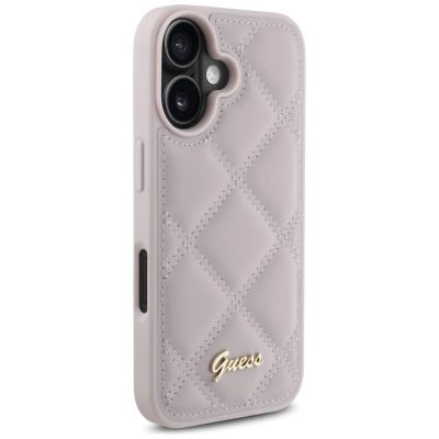 4. Guess Quilted Metal Logo iPhone 16 Case - Pink