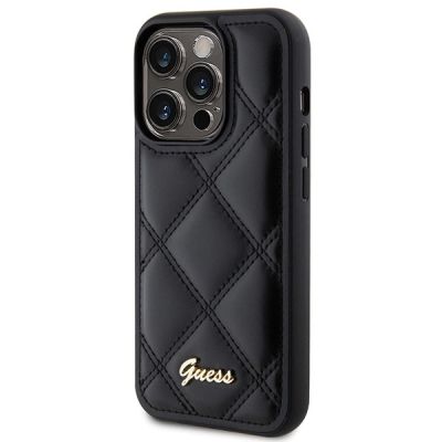 2. Guess Quilted Metal Logo case for iPhone 15 Pro Max - black