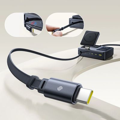 16. Baseus NOMOS 140W Qi2 5-in-1 Wireless Charging Station with Retractable USB-C Cable and Digital Display - Black