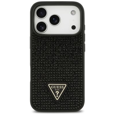 3. Guess Rhinestone Triangle Logo Case for iPhone 17 Pro - Black