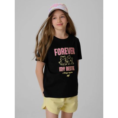 Girls' regular printed T-shirt 4F 4FJRAW26TTSHF4240-20S