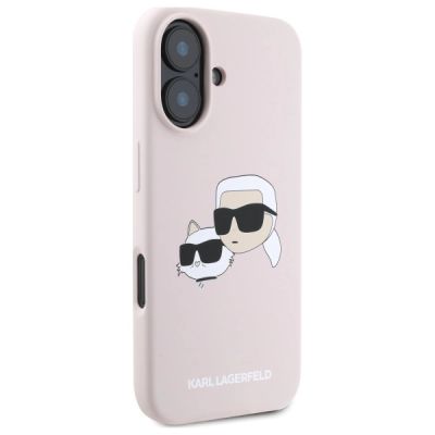 4. Karl Lagerfeld Silicone Nauble Heads Print MagSafe Case for iPhone 16 - Pink