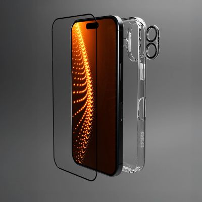 8. SBS set with D3O technology for iPhone 16 - case + glass screen and camera protector - transparent