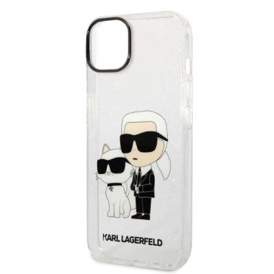6. Karl Lagerfeld Glitter Karl&Choupette case for iPhone 14 Plus - transparent