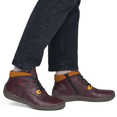 6. Women's comfortable insulated ankle boots, burgundy, Rieker 52544-30