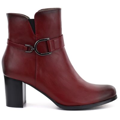 2. Women's insulated ankle boots with a block heel, red M.Daszyński SA125-32