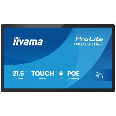 3. iiyama TW2223AS-B3P signage display Interactive flat panel 54.6 cm (21.5") Wi-Fi 450 cd/m2 Full HD Black Touchscreen Embedded processor Android 24/7