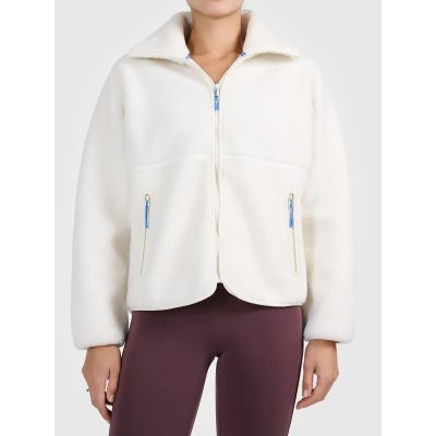 7. Women's loose sherpa fleece with stand-up collar 4F 4FWAW26TFLEF463-11S
