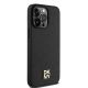 4. DKNY Leather Monogram Pattern Metal Logo MagSafe Case for iPhone 15 Pro Max - Black