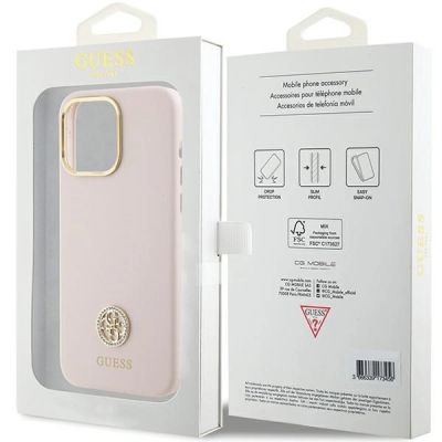8. Guess Silicone Logo Strass 4G Case for iPhone 15 Pro Max - Pink