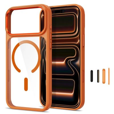 2. Tech-Protect Magmat Magsafe CC Case for iPhone 17 Pro Max / 18 Pro Max - Orange-Transparent